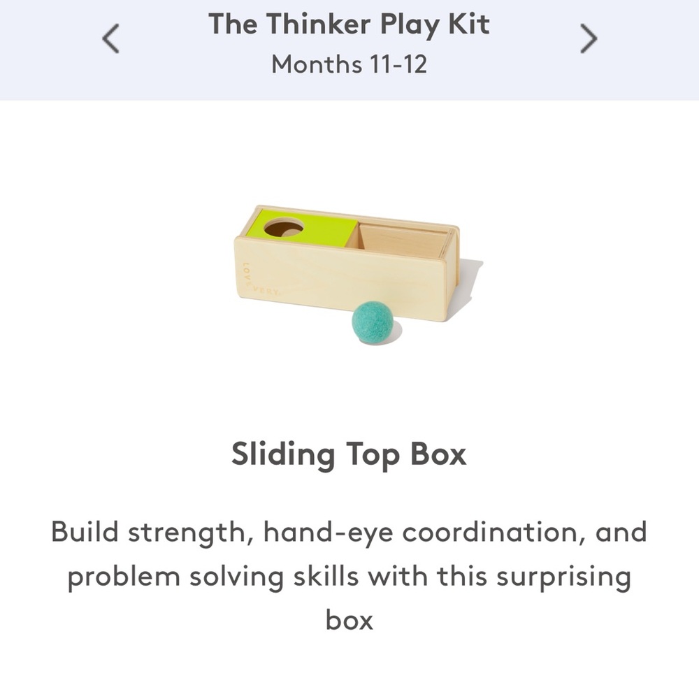 Lovevery Sliding Top Box Toy Hide and Find Ball Wooden Baby Montessori Play Kit